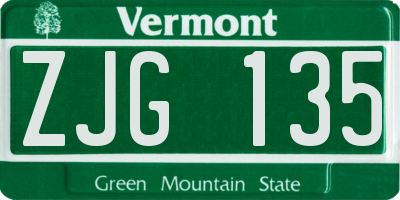 VT license plate ZJG135
