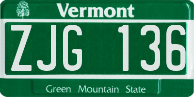 VT license plate ZJG136