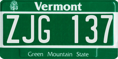 VT license plate ZJG137