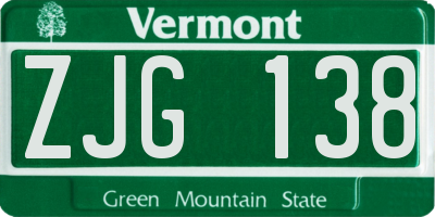 VT license plate ZJG138