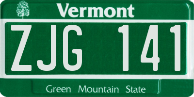 VT license plate ZJG141