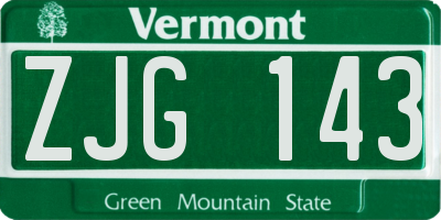 VT license plate ZJG143