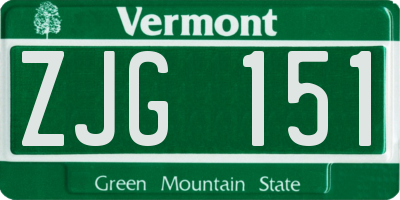 VT license plate ZJG151