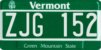 VT license plate ZJG152