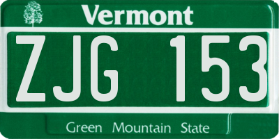 VT license plate ZJG153