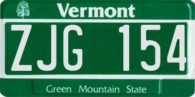 VT license plate ZJG154