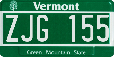 VT license plate ZJG155