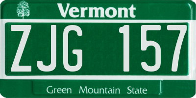 VT license plate ZJG157