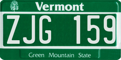 VT license plate ZJG159