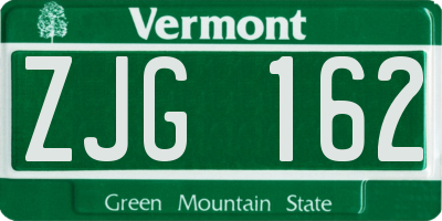 VT license plate ZJG162
