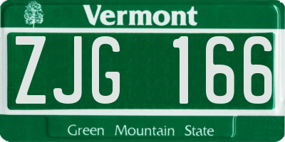 VT license plate ZJG166