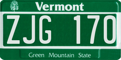 VT license plate ZJG170