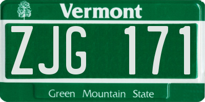 VT license plate ZJG171