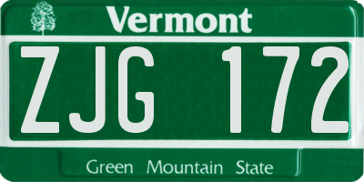 VT license plate ZJG172