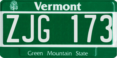 VT license plate ZJG173