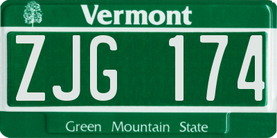 VT license plate ZJG174
