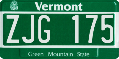 VT license plate ZJG175