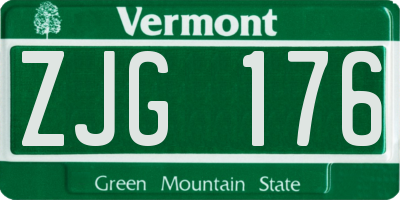 VT license plate ZJG176
