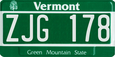 VT license plate ZJG178