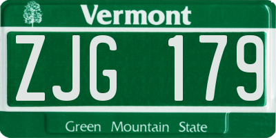 VT license plate ZJG179