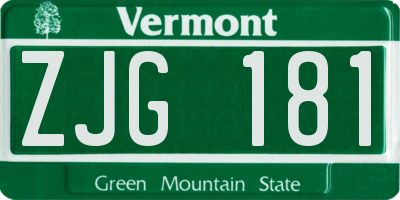 VT license plate ZJG181