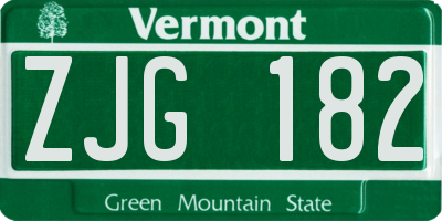 VT license plate ZJG182