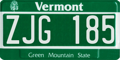 VT license plate ZJG185