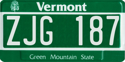 VT license plate ZJG187