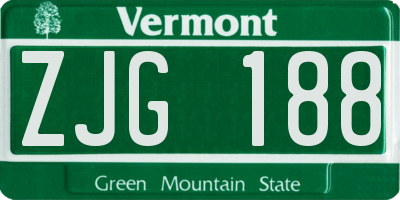 VT license plate ZJG188