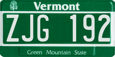VT license plate ZJG192