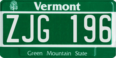 VT license plate ZJG196