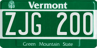 VT license plate ZJG200