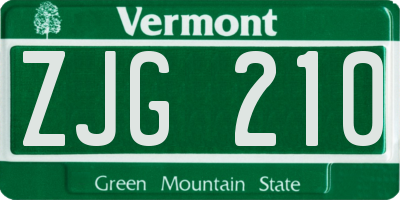 VT license plate ZJG210