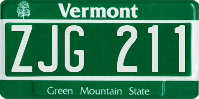 VT license plate ZJG211