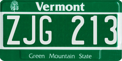 VT license plate ZJG213