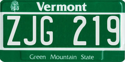 VT license plate ZJG219