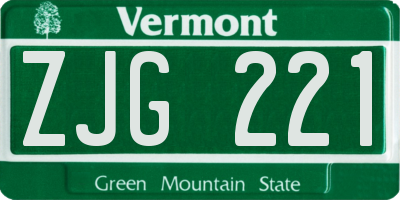 VT license plate ZJG221