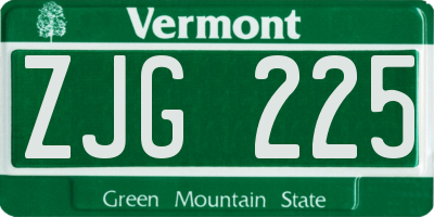 VT license plate ZJG225
