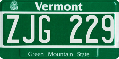 VT license plate ZJG229