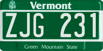 VT license plate ZJG231
