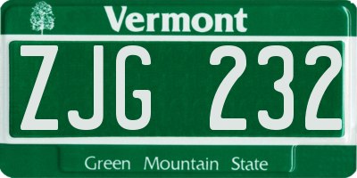 VT license plate ZJG232