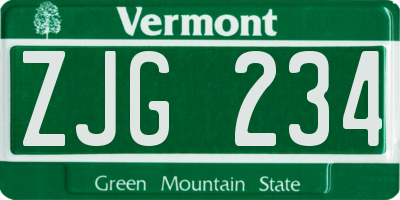VT license plate ZJG234