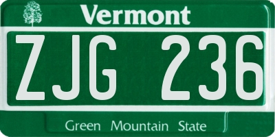 VT license plate ZJG236