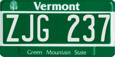 VT license plate ZJG237