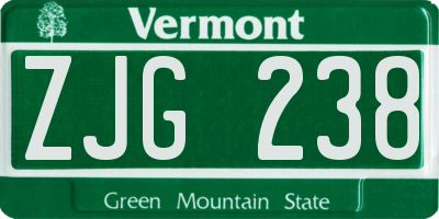 VT license plate ZJG238