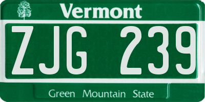 VT license plate ZJG239
