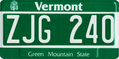 VT license plate ZJG240