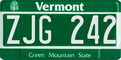 VT license plate ZJG242