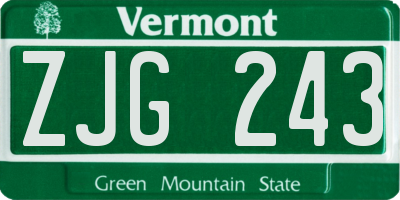 VT license plate ZJG243