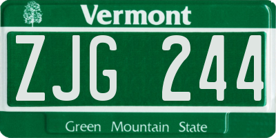 VT license plate ZJG244